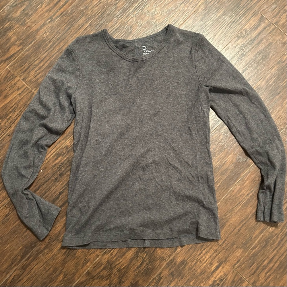 Gap the Bowery super soft long sleeve dark gray crew shirt SZ L
